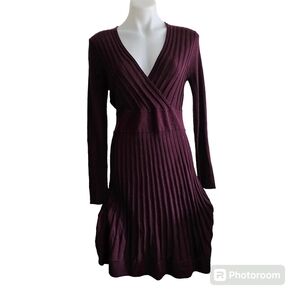 Karl Lagerfeld Purple V-Neck Sweater Dress Size L. NWOT